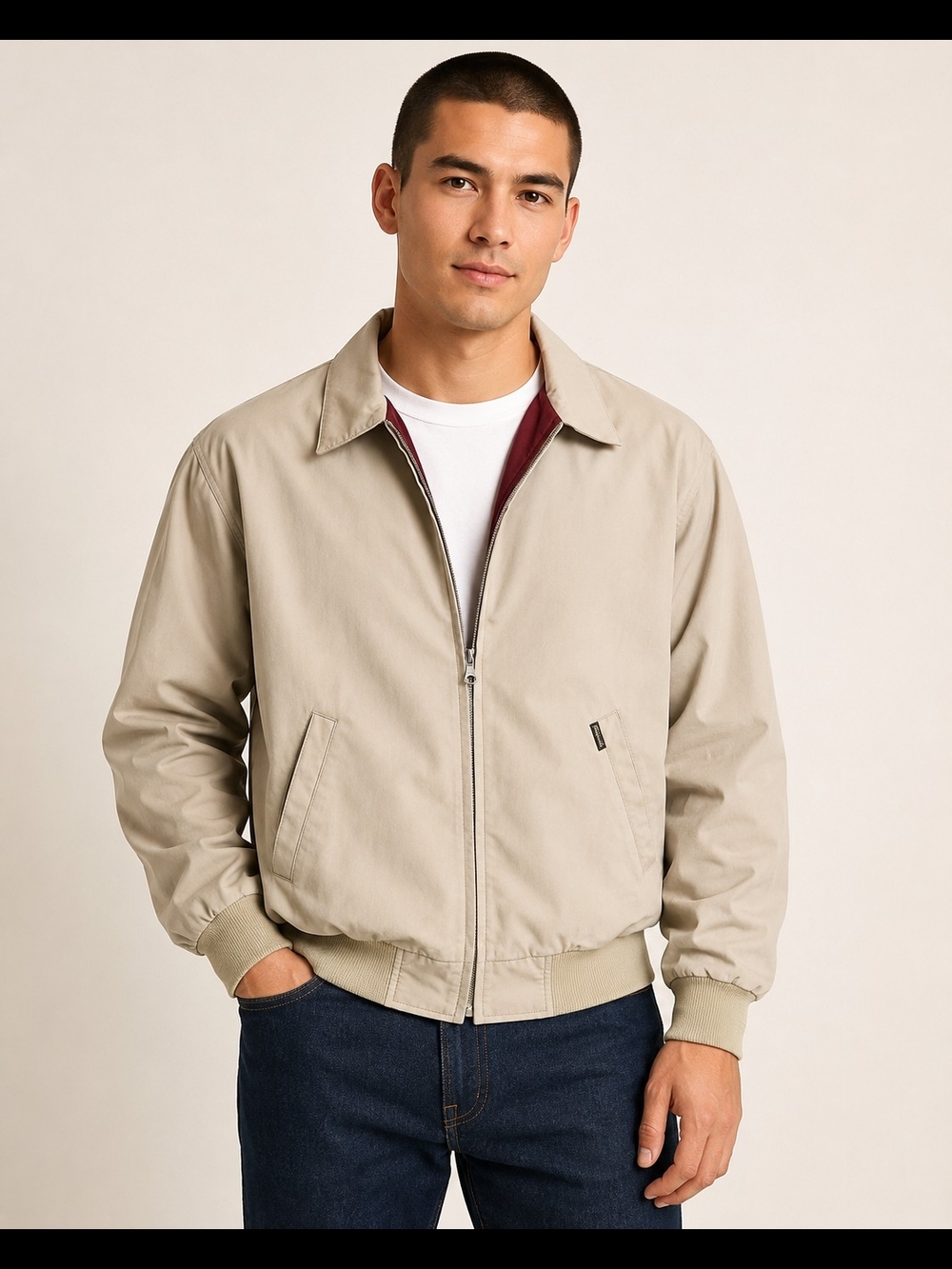 Façonnable men’s cotton bomber/Harrington jacket, size Large
